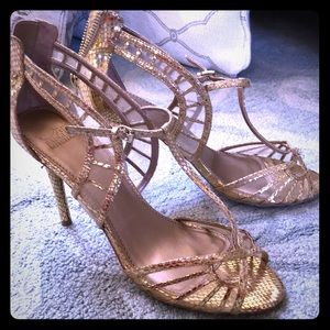 Badgley Mischka Belle gold heels Sz9